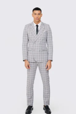 boohooMAN Herringbone Check Contrast Sleeve Panel Fitted Blazer | UK| Suits & Tailoring