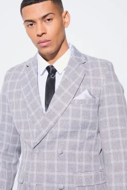 boohooMAN Herringbone Check Contrast Sleeve Panel Fitted Blazer | UK| Suits & Tailoring