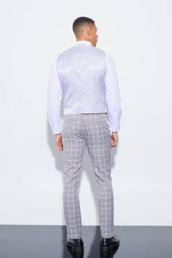 boohooMAN Herringbone Check Contrast Sleeve Panel Fitted Suit | UK| Suits & Tailoring