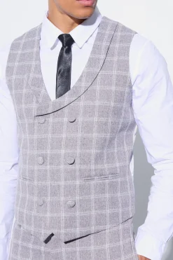 boohooMAN Herringbone Check Contrast Sleeve Panel Fitted Suit | UK| Suits & Tailoring