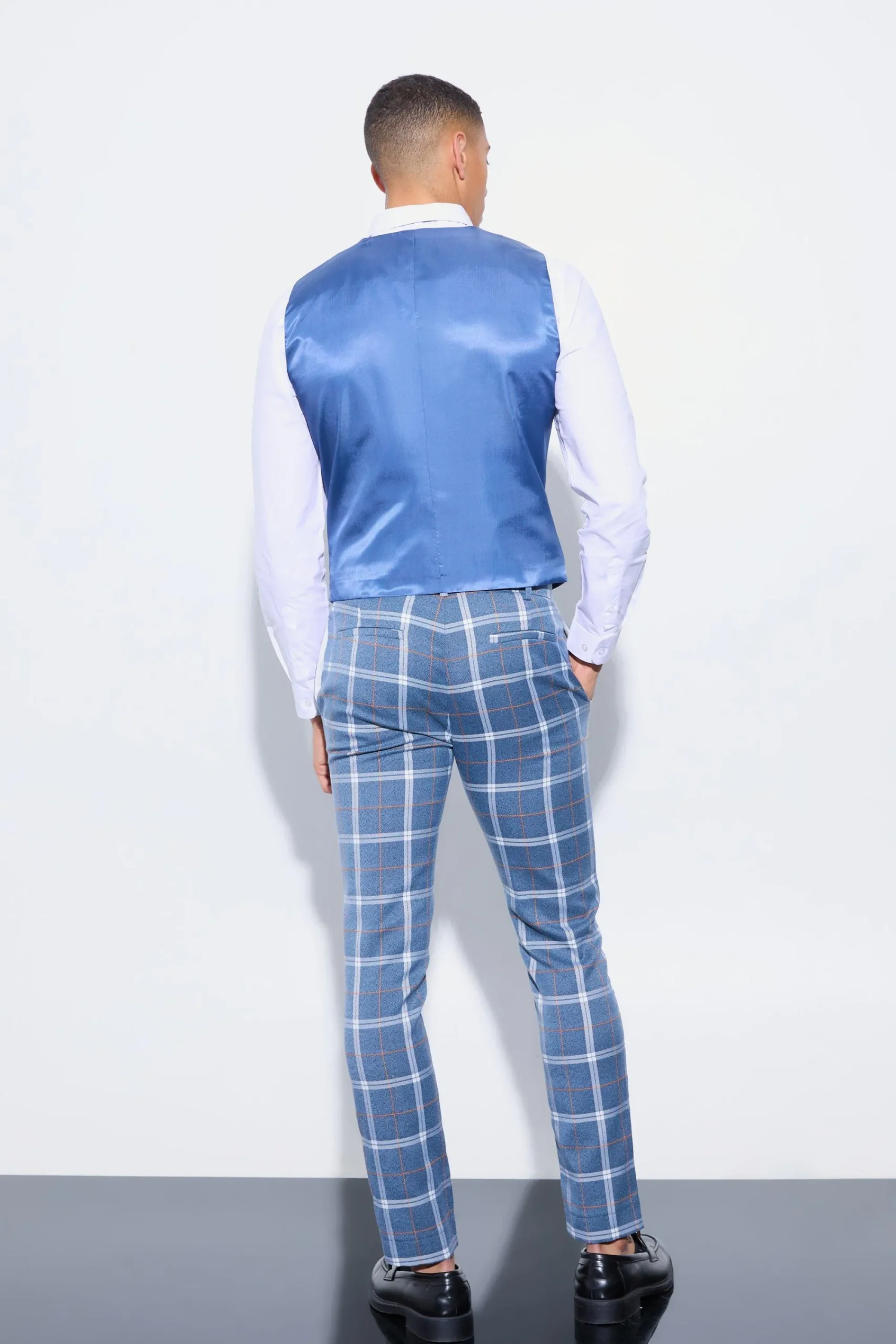 boohooMAN Herringbone Check Double Breasted Waistcoat | UK| Suits & Tailoring