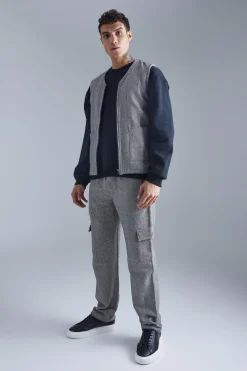boohooMAN Herringbone Utility Vest And Cargo Trouser Set | UK| Sets & Co-Ords