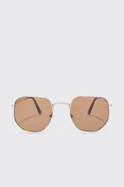 boohooMAN Hexagonal Metal Sunglasses | UK| Sunglasses