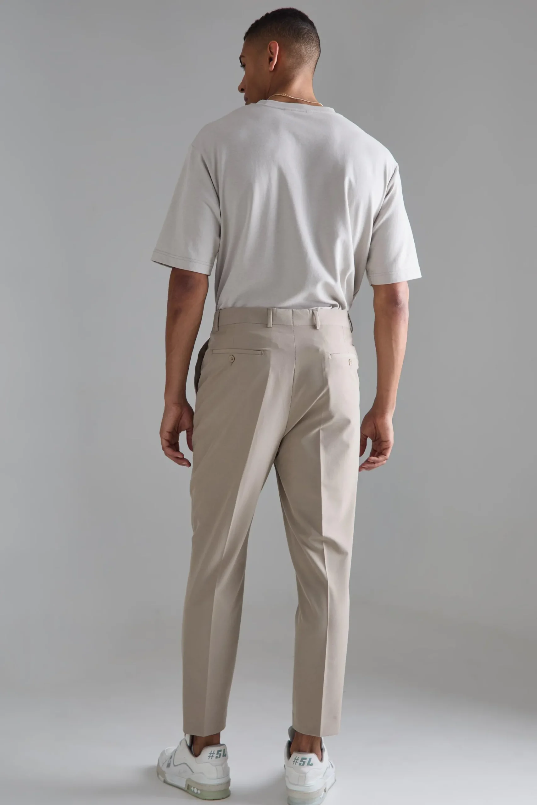 boohooMAN High Rise 4 Way Stretch Tapered Trousers | UK| Trousers