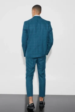 boohooMAN High Rise Tapered Check Fabric Interest Trousers | UK| Trousers