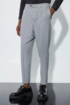 boohooMAN High Rise Tapered Houndstooth Suit Trousers | UK| Suits & Tailoring