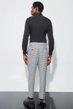 boohooMAN High Rise Tapered Houndstooth Suit Trousers | UK| Suits & Tailoring