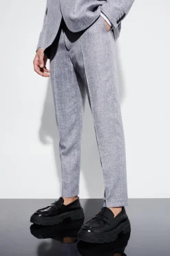 boohooMAN High Rise Tapered Textured Marl Trousers | UK| Suits & Tailoring