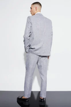 boohooMAN High Rise Tapered Textured Marl Trousers | UK| Suits & Tailoring
