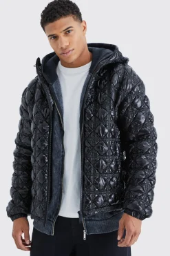 boohooMAN High Shine Bubble Texture Puffer | UK| Coats & Jackets