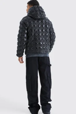 boohooMAN High Shine Bubble Texture Puffer | UK| Coats & Jackets