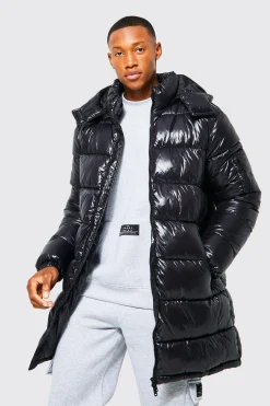 boohooMAN High Shine Hooded Longline Parka | UK| Coats & Jackets