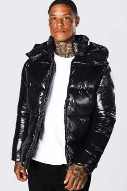 boohooMAN High Shine Puffer Jacket In | UK| Coats & Jackets