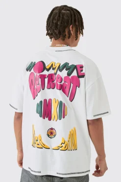 Homme Heavyweight Retreat Multi Graphic Oversized T-shirt | UK^boohooMAN Best