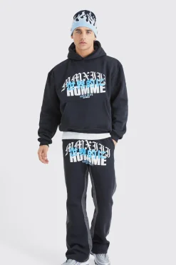 boohooMAN Homme Print Denim Gusset Tracksuit | UK| Tracksuits