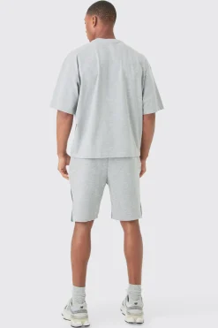 boohooMAN Homme Print Denim Gusset T-shirt And Short Set | UK| Sets & Co-Ords|Tracksuits