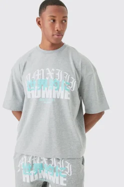 boohooMAN Homme Print Denim Gusset T-shirt And Short Set | UK| Sets & Co-Ords|Tracksuits