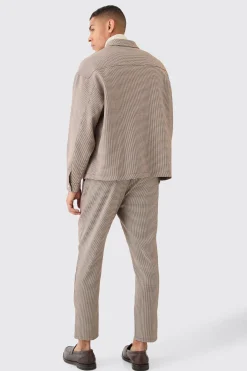 boohooMAN Houndstooth Checked Oversized Smart Harrington Jacket | UK| Suits & Tailoring