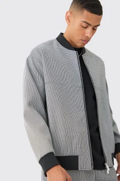 boohooMAN Houndstooth Checked Regular Fit Smart Bomber Jacket | UK| Suits & Tailoring