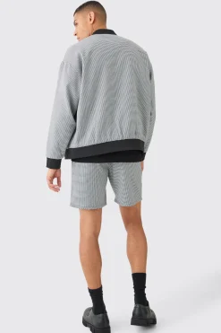 boohooMAN Houndstooth Checked Regular Fit Smart Bomber Jacket | UK| Suits & Tailoring