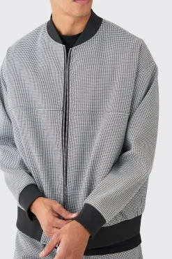 boohooMAN Houndstooth Checked Regular Fit Smart Bomber Jacket | UK| Suits & Tailoring