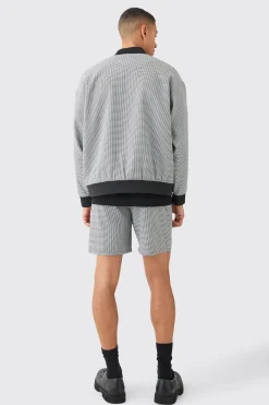 boohooMAN Houndstooth Checked Regular Fit Bomber Smart Set | UK| Suits & Tailoring