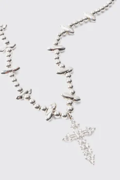 boohooMAN Iced Cross Pendant Necklace In | UK| Jewellery & Watches
