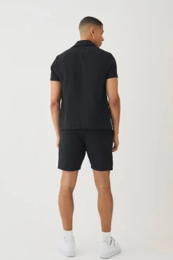 boohooMAN Jacquard Woven Shirt & Short Set | UK| Sets & Co-Ords