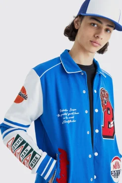 boohooMAN Jersey Harrington Varsity Jacket | UK| Coats & Jackets
