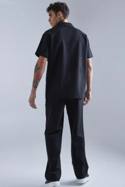 boohooMAN Jersey Revere Shirt And Trouser Set | UK| Sets & Co-Ords