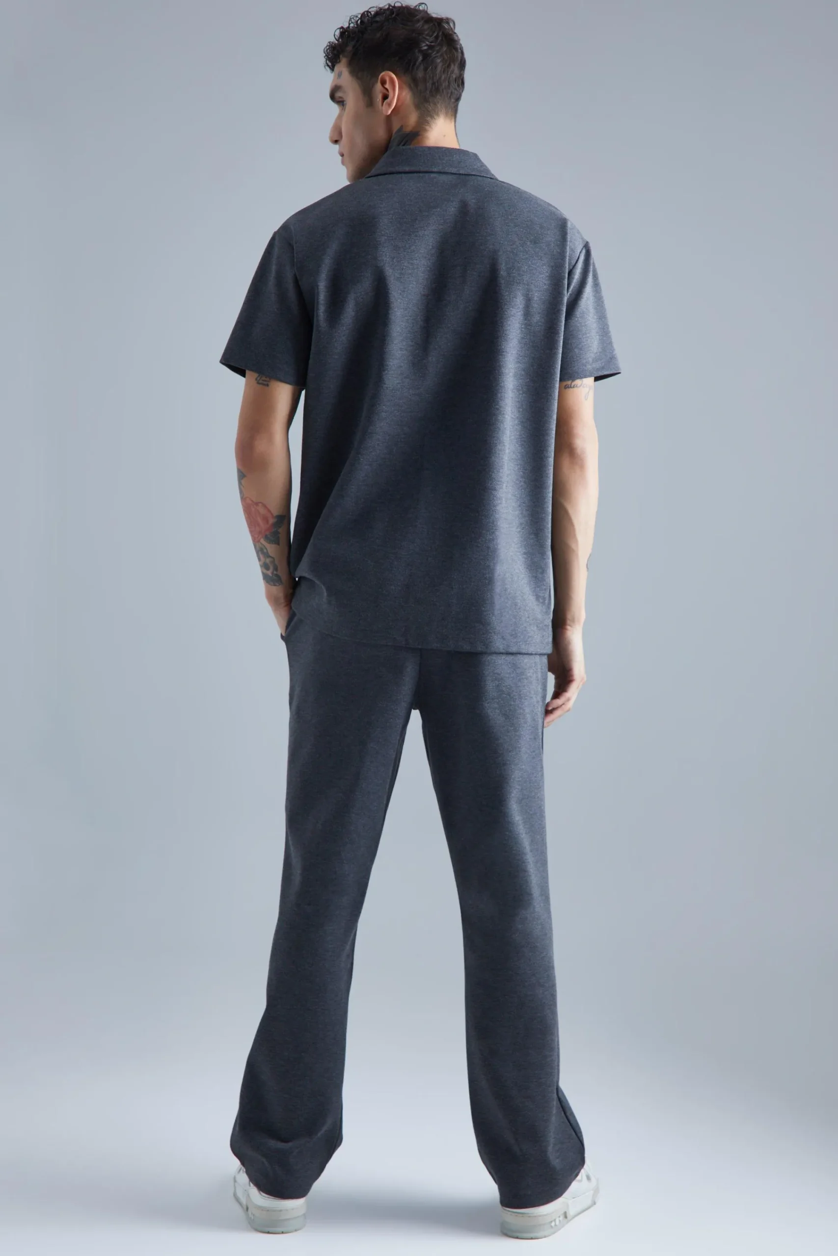 boohooMAN Jersey Revere Shirt And Trouser Set | UK| Sets & Co-Ords