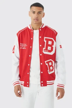 boohooMAN Jersey Varsity Bomber Jacket | UK| Coats & Jackets