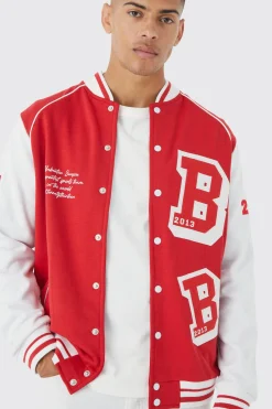 boohooMAN Jersey Varsity Bomber Jacket | UK| Coats & Jackets