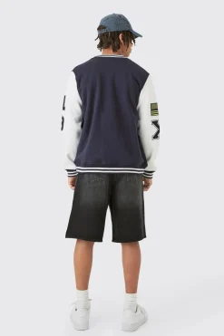 boohooMAN Jersey Varsity Bomber Jacket With Badges | UK| Coats & Jackets|Hoodies & Sweatshirts