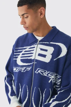 boohooMAN Knitted Moto Bomber Jacket In | UK| Knitwear|Coats & Jackets