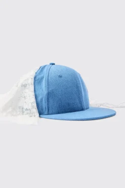boohooMAN Lace Scarf Denim Snapback Cap | UK| Hats & Caps