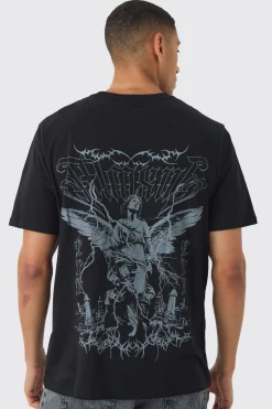 Large Scale Washed Renaissance Print T-Shirt | UK^boohooMAN Clearance