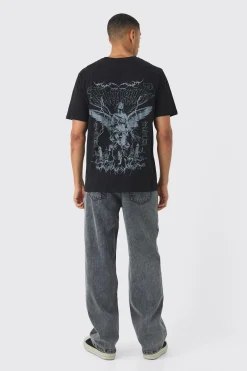 Large Scale Washed Renaissance Print T-Shirt | UK^boohooMAN Clearance