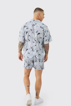 boohooMAN Leaf Shirt & Swim Short Set | UK| Sets & Co-Ords
