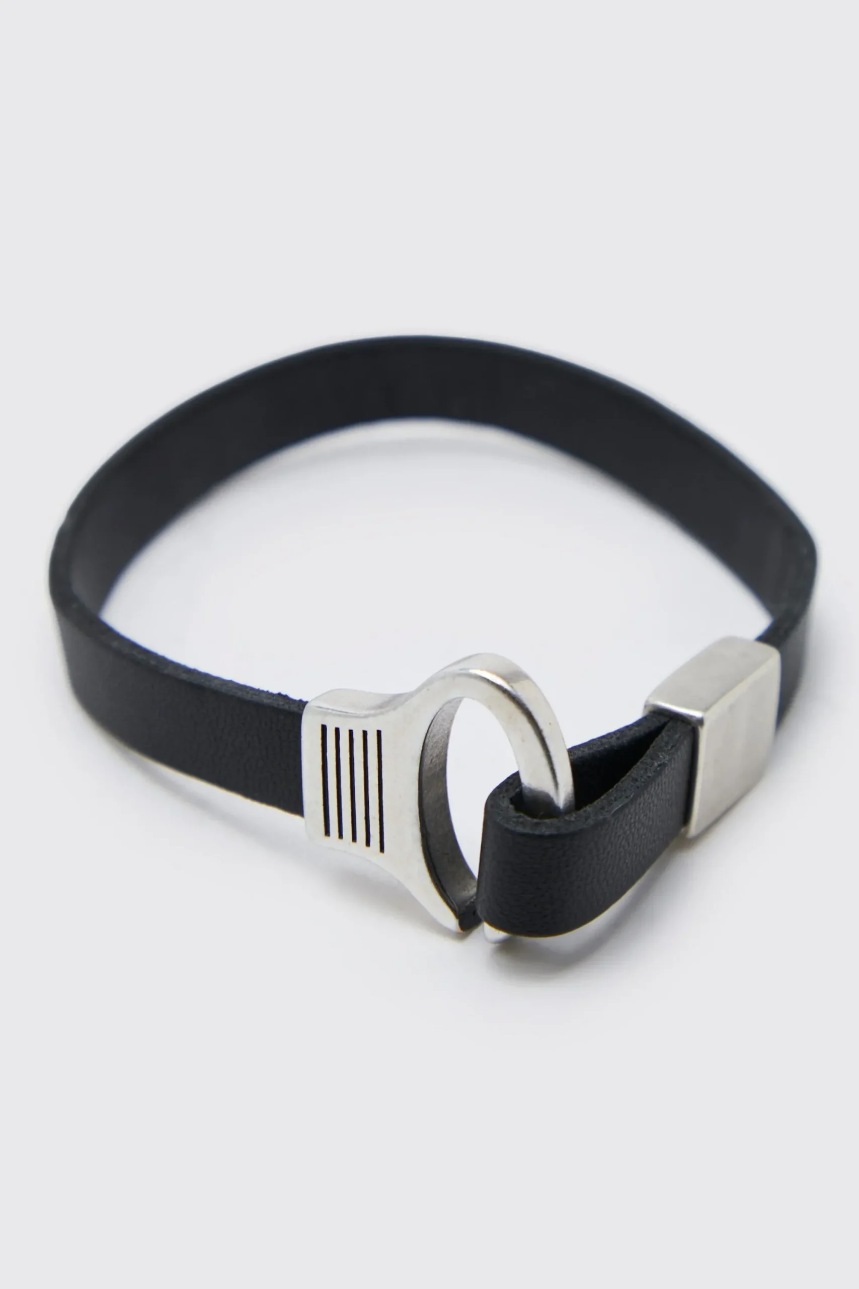 boohooMAN Leather Look Hook Bracelet | UK| Jewellery & Watches
