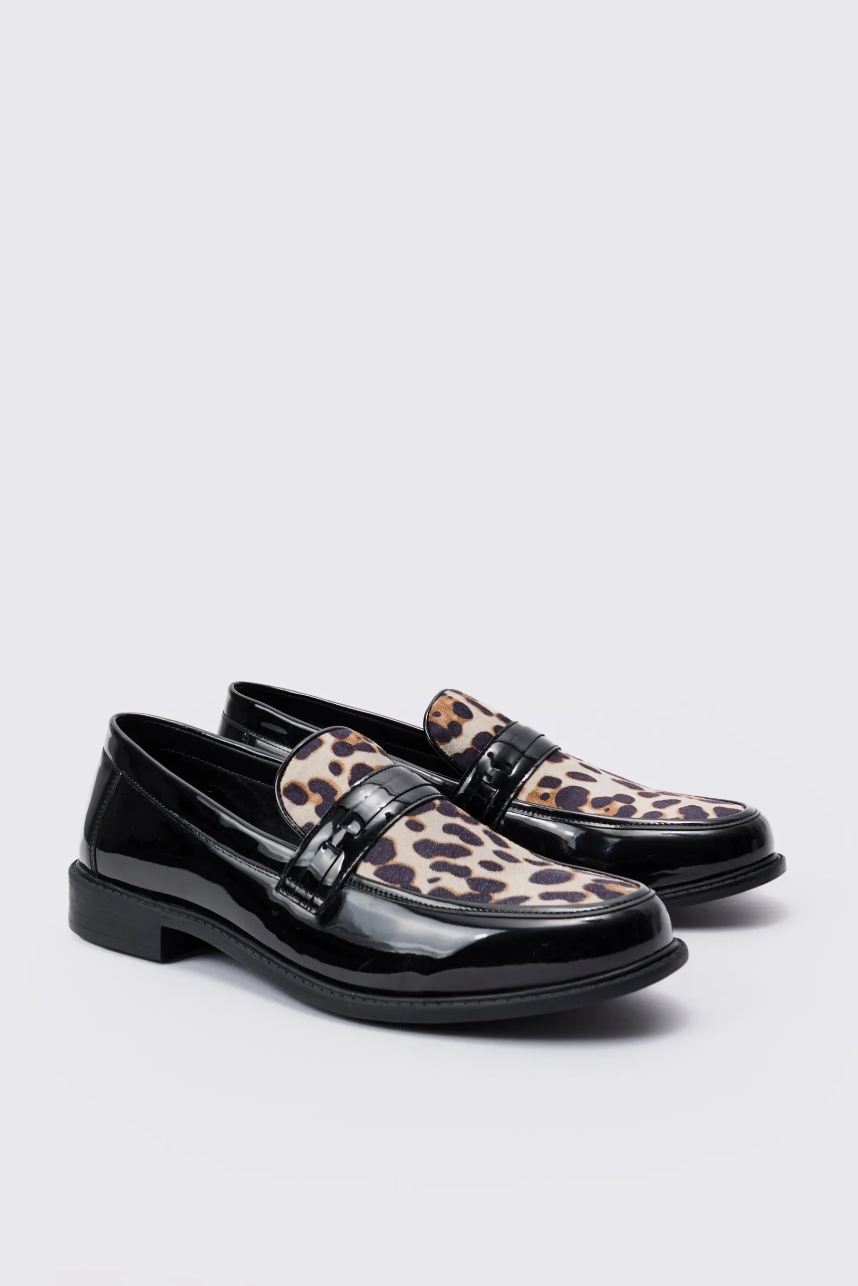 boohooMAN Leopard Patent PU Loafers | UK| Smart Shoes