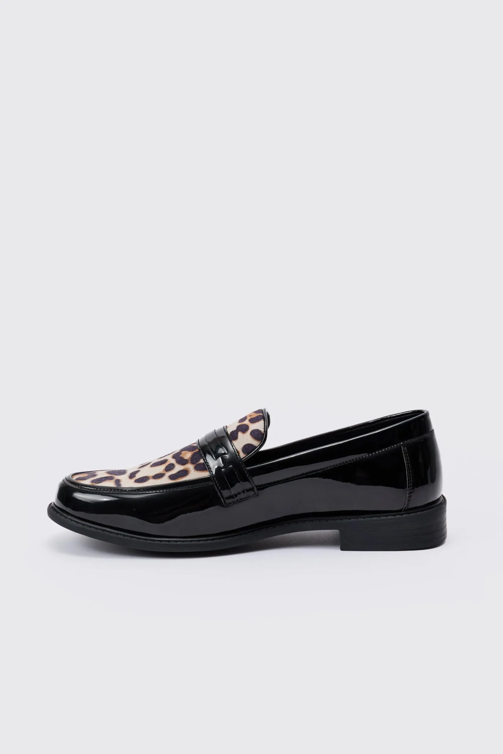 boohooMAN Leopard Patent PU Loafers | UK| Smart Shoes