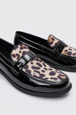 boohooMAN Leopard Patent PU Loafers | UK| Smart Shoes