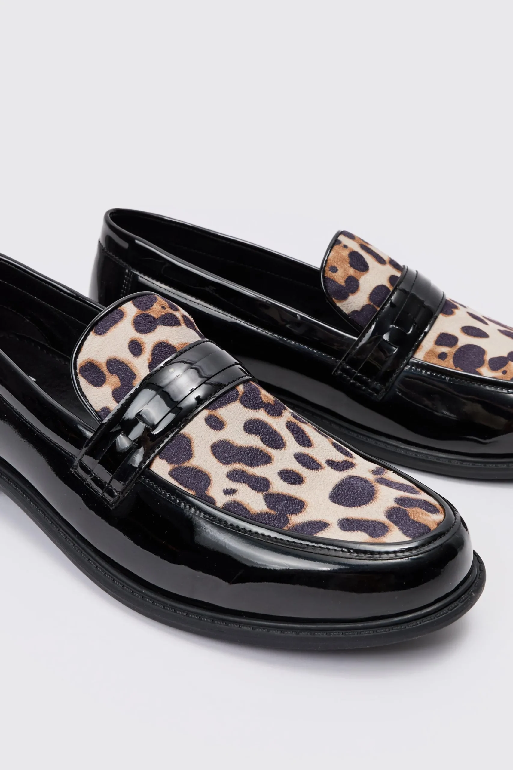 boohooMAN Leopard Patent PU Loafers | UK| Smart Shoes