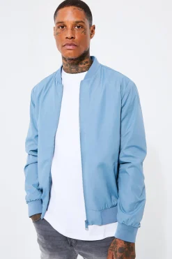 boohooMAN Lightweight Bomber Jacket In Blue | UK| Coats & Jackets