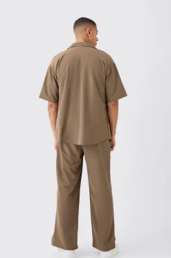 boohooMAN Lightweight Stretch Shirt And Split Hem Trouser Set | UK| Sets & Co-Ords