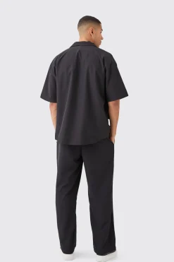 boohooMAN Lightweight Stretch Shirt And Split Hem Trouser Set | UK| Sets & Co-Ords