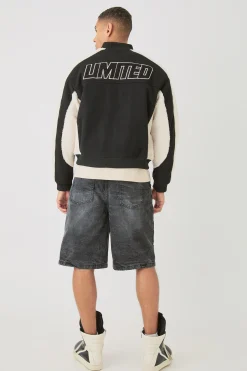 boohooMAN Limited Applique Borg And Melton Bomber In | UK| Coats & Jackets