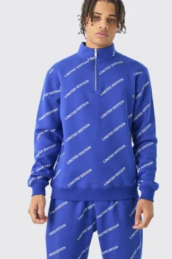 boohooMAN Limited Edition All Over Print Slim Quarter Zip Tracksuit | UK| Tracksuits