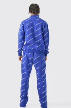 boohooMAN Limited Edition All Over Print Slim Quarter Zip Tracksuit | UK| Tracksuits